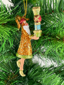 Kleiner Gabenträger Weihnachtsmann mit Geschenk mini Weihnachten Deko Hänger Christbaumschmuck 8 cm kupfer-gold