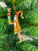 Kleiner Gabenträger Weihnachtsmann mit Geschenk mini Weihnachten Deko Hänger Christbaumschmuck 8 cm kupfer-gold