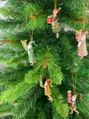 Kleiner Gabenträger Weihnachtsmann mit Geschenk mini Weihnachten Deko Hänger Christbaumschmuck 8 cm rosa-gold