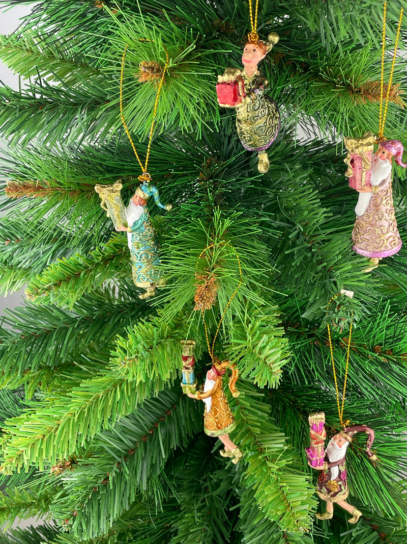 Kleiner Gabenträger Weihnachtsmann mit Geschenk mini Weihnachten Deko Hänger Christbaumschmuck 8 cm rosa-gold