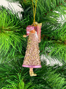 Kleiner Gabenträger Weihnachtsmann mit Geschenk mini Weihnachten Deko Hänger Christbaumschmuck 8 cm rosa-gold