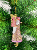 Kleiner Gabenträger Weihnachtsmann mit Geschenk mini Weihnachten Deko Hänger Christbaumschmuck 8 cm rosa-gold