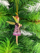 Kleiner Engel mit Weihnachtsbaum mini Weihnachten Deko Hänger Christbaumschmuck 8 cm lila gold