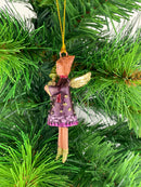 Kleiner Engel mit Weihnachtsbaum mini Weihnachten Deko Hänger Christbaumschmuck 8 cm lila gold
