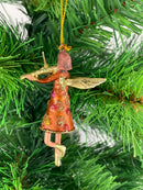 Kleiner Engel mit Geige mini Weihnachten Deko Hänger Christbaumschmuck 8 cm kupfer