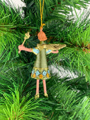 Kleiner Engel mit Stern mini Weihnachten Deko Hänger Christbaumschmuck 8 cm gold-grün