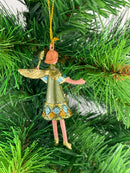 Kleiner Engel mit Stern mini Weihnachten Deko Hänger Christbaumschmuck 8 cm gold-grün