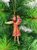 Kleiner Engel mit Geschenken mini Weihnachten Deko Hänger Christbaumschmuck 8 cm kupfer