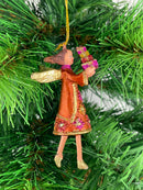 Kleiner Engel mit Geschenken mini Weihnachten Deko Hänger Christbaumschmuck 8 cm kupfer