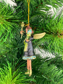 Kleiner Engel mit Geschenken und Stern mini Weihnachten Deko Hänger Christbaumschmuck 8 cm blau-grün