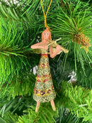 Kleiner Engel mit Geige Musikengel mini Weihnachten Deko Hänger Christbaumschmuck 8 cm grün-rot