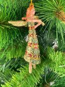 Kleiner Engel mit Geige Musikengel mini Weihnachten Deko Hänger Christbaumschmuck 8 cm grün-rot