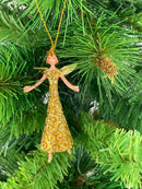 Kleiner Engel mit Flügeln Musikengel mini Weihnachten Deko Hänger Christbaumschmuck 8 cm gold-kupfer