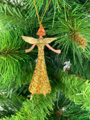 Kleiner Engel mit Flügeln Musikengel mini Weihnachten Deko Hänger Christbaumschmuck 8 cm gold-kupfer