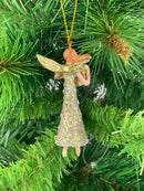 Kleiner Engel mit Harfe Musikengel mini Weihnachten Deko Hänger Christbaumschmuck 8 cm silber-gold