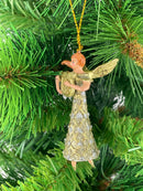 Kleiner Engel mit Harfe Musikengel mini Weihnachten Deko Hänger Christbaumschmuck 8 cm silber-gold