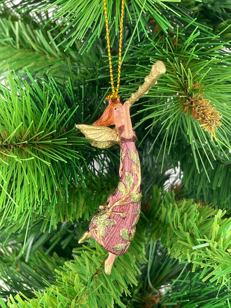Kleiner Engel mit Flöte Musikengel mini Weihnachten Deko Hänger Christbaumschmuck 8 cm weinrot