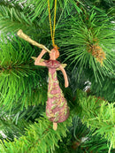 Kleiner Engel mit Flöte Musikengel mini Weihnachten Deko Hänger Christbaumschmuck 8 cm weinrot