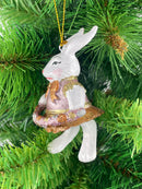 Hase Ballerina im altrosa Kleid Deko Hänger Ostern handbemalt Baumschmuck 10 cm