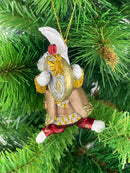 Hase mit Uhr in einem braunen Jacket Deko Hänger Ostern handbemalt Baumschmuck 10 cm