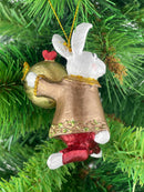 Hase mit Uhr in einem braunen Jacket Deko Hänger Ostern handbemalt Baumschmuck 10 cm