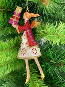 Christbaumschmuck Figur Engel weiß-rot mit Geschenken Hänger Baumschmuck 15cm