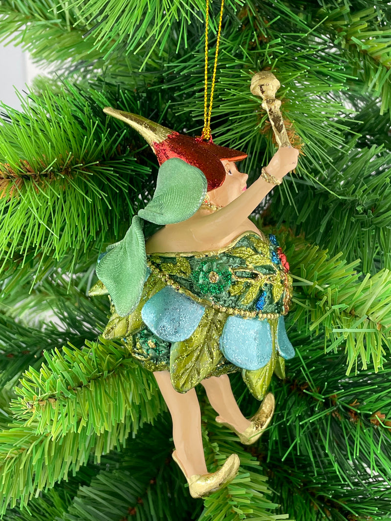 Pummelelfe Baumschmuck Figur "Dicke Elfe" Fee hellblau-grün Hänger Ostern Frühling Weihnachten 15cm