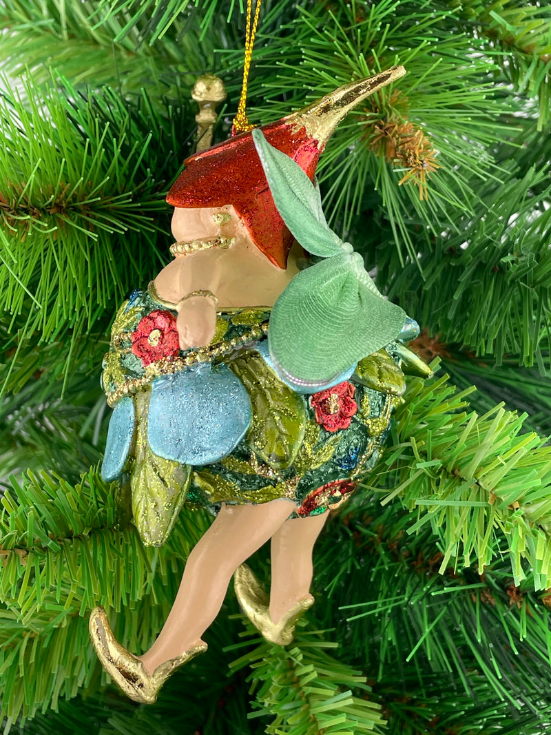 Pummelelfe Baumschmuck Figur "Dicke Elfe" Fee hellblau-grün Hänger Ostern Frühling Weihnachten 15cm