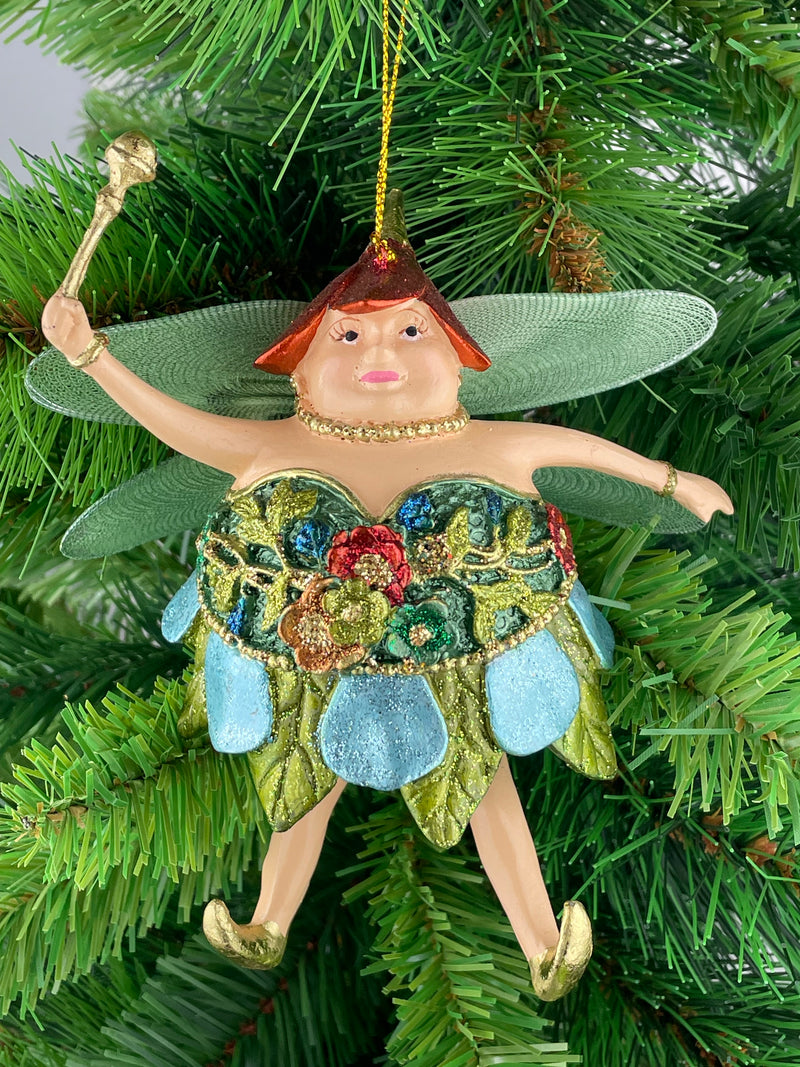 Pummelelfe Baumschmuck Figur "Dicke Elfe" Fee hellblau-grün Hänger Ostern Frühling Weihnachten 15cm