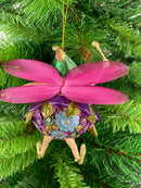 Pummelelfe Baumschmuck Figur "Dicke Elfe" Fee violett-grün Hänger Ostern Frühling Weihnachten 15cm