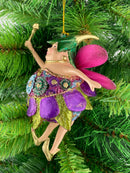 Pummelelfe Baumschmuck Figur "Dicke Elfe" Fee violett-grün Hänger Ostern Frühling Weihnachten 15cm