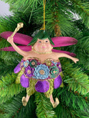 Pummelelfe Baumschmuck Figur "Dicke Elfe" Fee violett-grün Hänger Ostern Frühling Weihnachten 15cm
