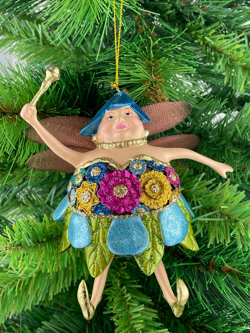 Pummelelfe Baumschmuck Figur "Dicke Elfe" Fee türkis-blau Hänger Ostern Frühling Weihnachten 15cm