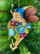 Pummelelfe Baumschmuck Figur "Dicke Elfe" Fee türkis-blau Hänger Ostern Frühling Weihnachten 15cm
