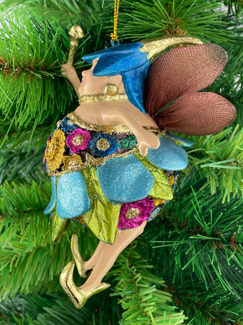 Pummelelfe Baumschmuck Figur "Dicke Elfe" Fee türkis-blau Hänger Ostern Frühling Weihnachten 15cm