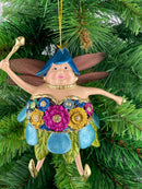 Pummelelfe Baumschmuck Figur "Dicke Elfe" Fee türkis-blau Hänger Ostern Frühling Weihnachten 15cm