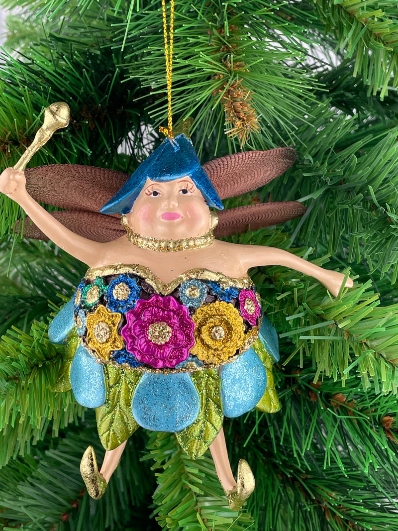 Pummelelfe Baumschmuck Figur "Dicke Elfe" Fee türkis-blau Hänger Ostern Frühling Weihnachten 15cm