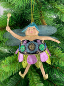 Hänger Baumschmuck Pummelelfe Figur "Dicke Elfe" Fee flieder-blau Weihnachten Ostern Frühling 15cm