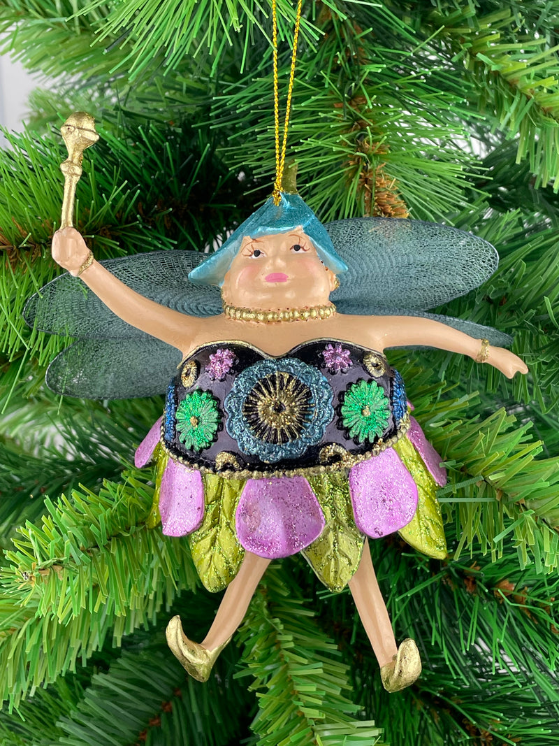 Hänger Baumschmuck Pummelelfe Figur "Dicke Elfe" Fee flieder-blau Weihnachten Ostern Frühling 15cm