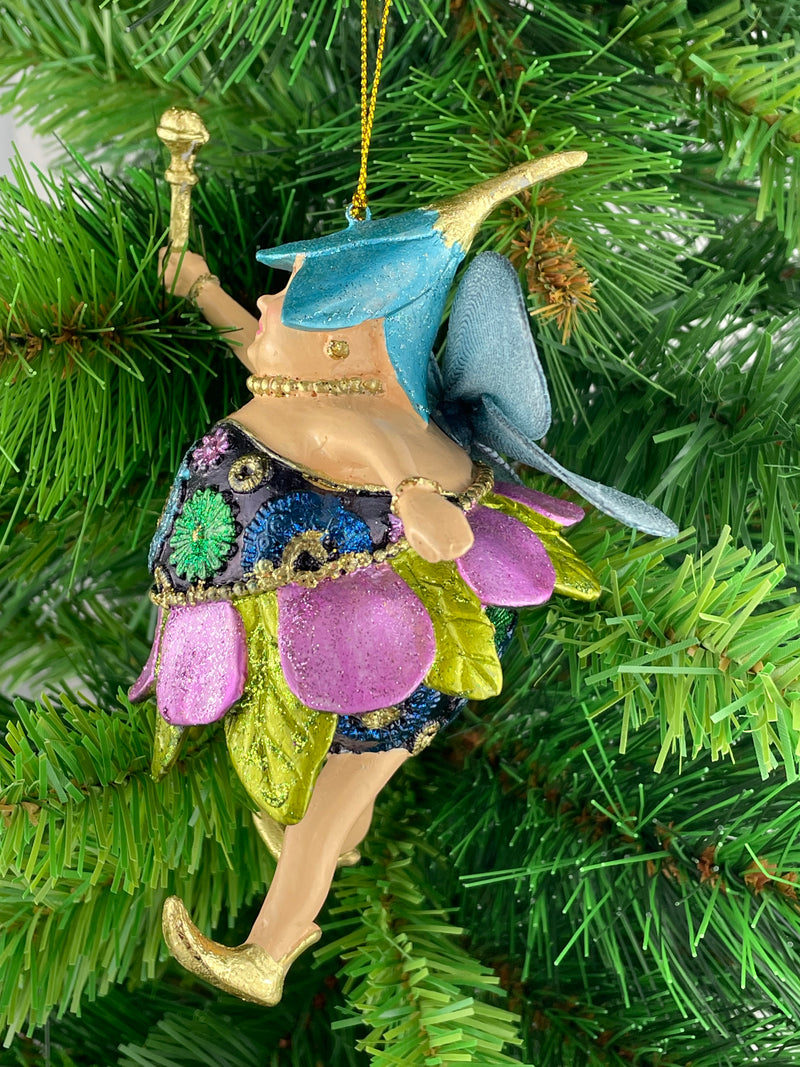 Hänger Baumschmuck Pummelelfe Figur "Dicke Elfe" Fee flieder-blau Weihnachten Ostern Frühling 15cm