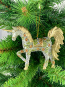 Christbaumschmuck Figur "Einhorn" Hänger mintgrün-gold Hänger 15 cm