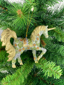 Christbaumschmuck Figur "Einhorn" Hänger mintgrün-gold Hänger 15 cm