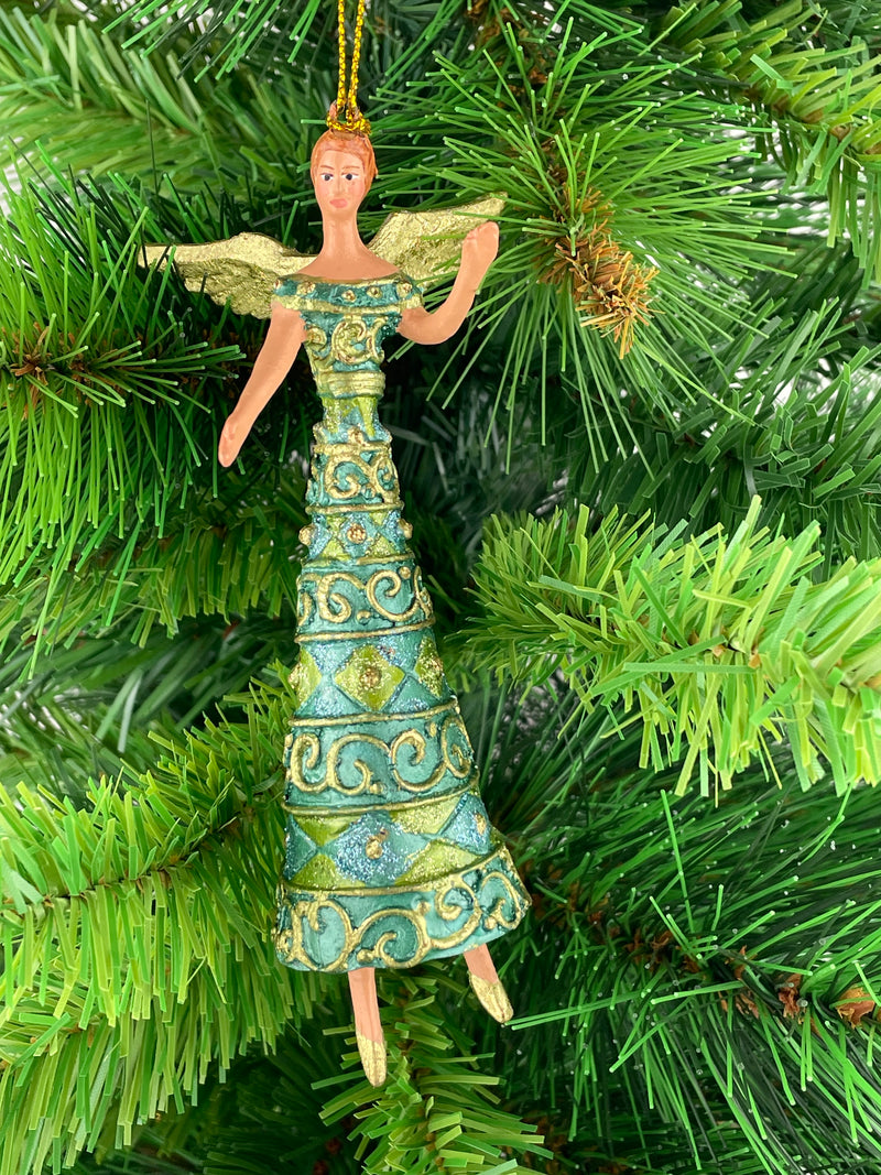Christbaumschmuck Figur Engel grün türkis Hänger Baumschmuck 16cm
