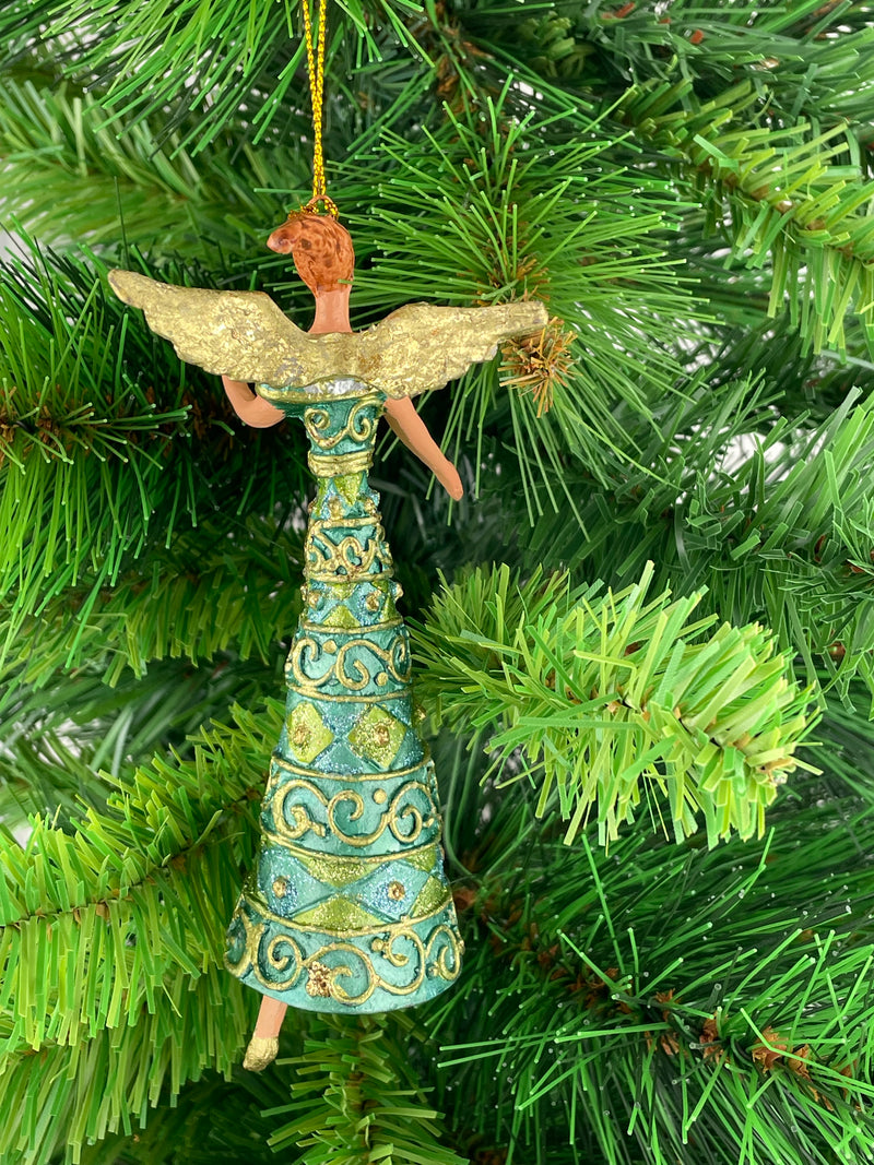 Christbaumschmuck Figur Engel grün türkis Hänger Baumschmuck 16cm