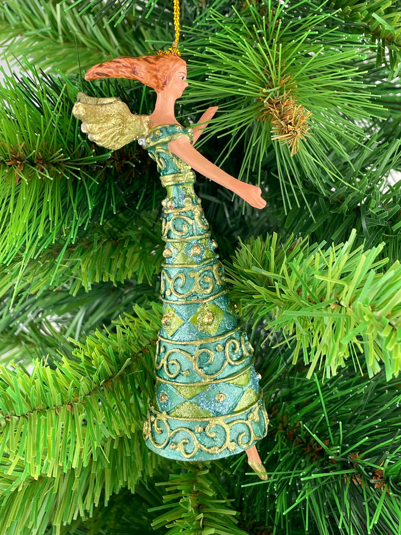 Christbaumschmuck Figur Engel grün türkis Hänger Baumschmuck 16cm