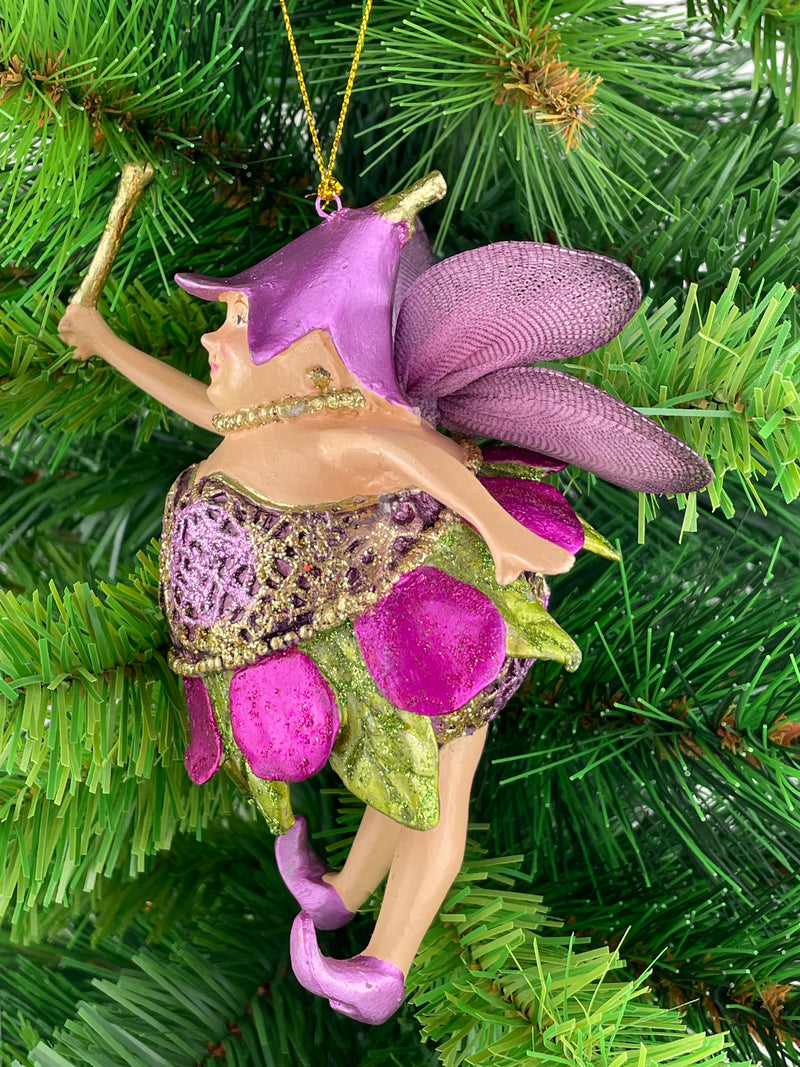 Pummelelfe Baumschmuck Figur "Dicke Elfe" Fee lila-grün Hänger Ostern Frühling Weihnachten 15cm