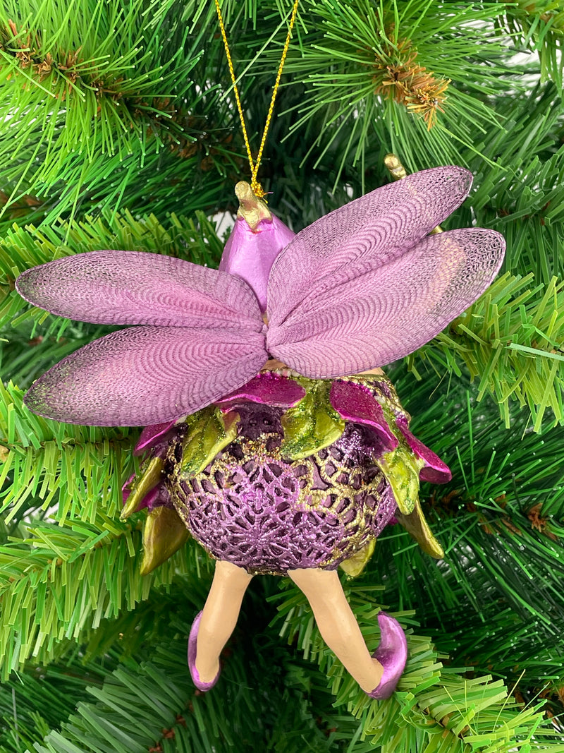 Pummelelfe Baumschmuck Figur "Dicke Elfe" Fee lila-grün Hänger Ostern Frühling Weihnachten 15cm