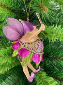 Pummelelfe Baumschmuck Figur "Dicke Elfe" Fee lila-grün Hänger Ostern Frühling Weihnachten 15cm