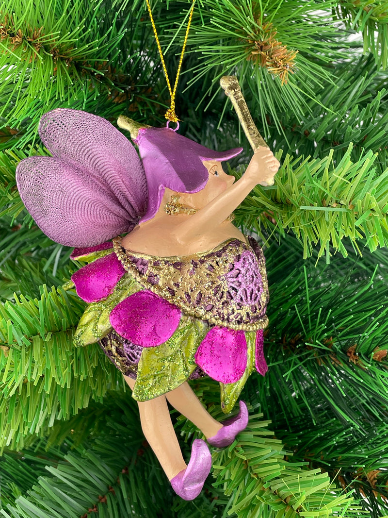 Pummelelfe Baumschmuck Figur "Dicke Elfe" Fee lila-grün Hänger Ostern Frühling Weihnachten 15cm