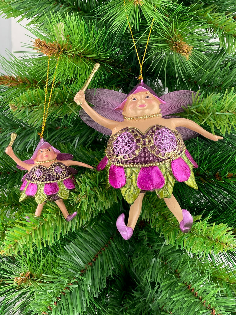 Pummelelfe Baumschmuck Figur "Dicke Elfe" Fee lila-grün Hänger Ostern Frühling Weihnachten 15cm